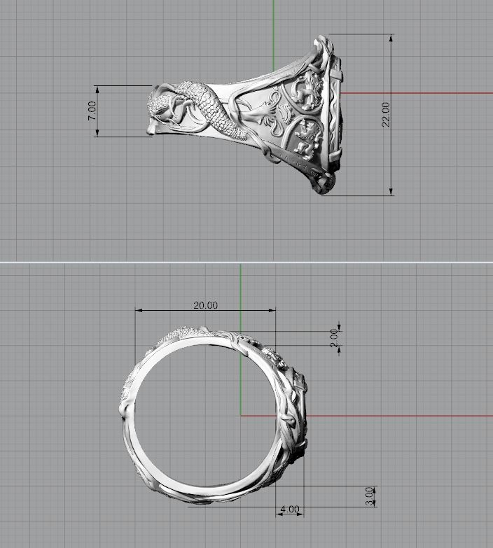 Fantasy Heraldry Signet Ring with House Sigils — view 6