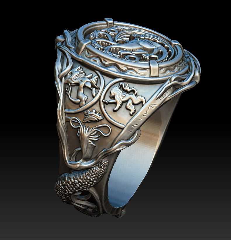 Fantasy Heraldry Signet Ring with House Sigils — view 5