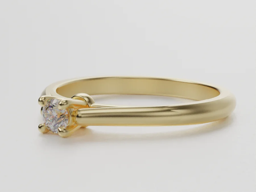 Round Solitaire Cathedral Shank Ring — view 5
