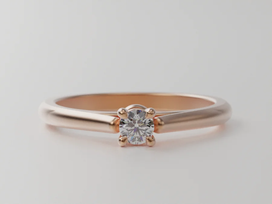 Round Solitaire Cathedral Shank Ring — view 3