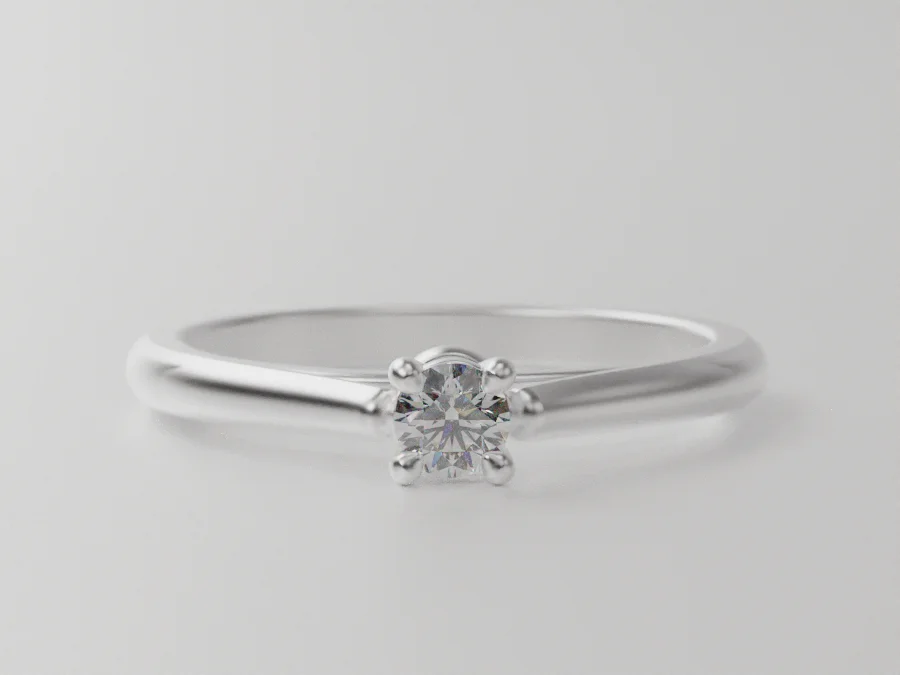 Round Solitaire Cathedral Shank Ring — view 4
