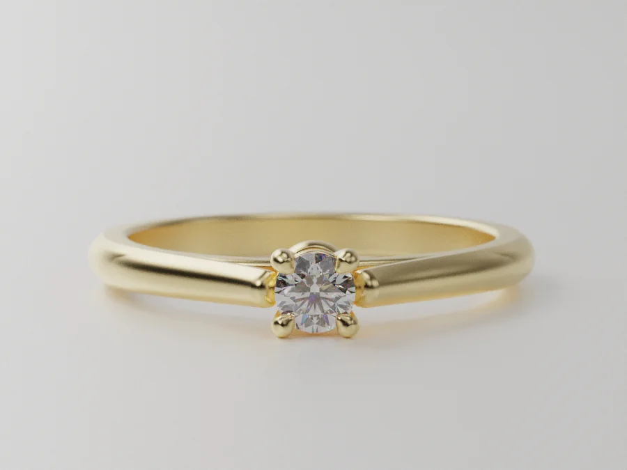 Round Solitaire Cathedral Shank Ring — view 2