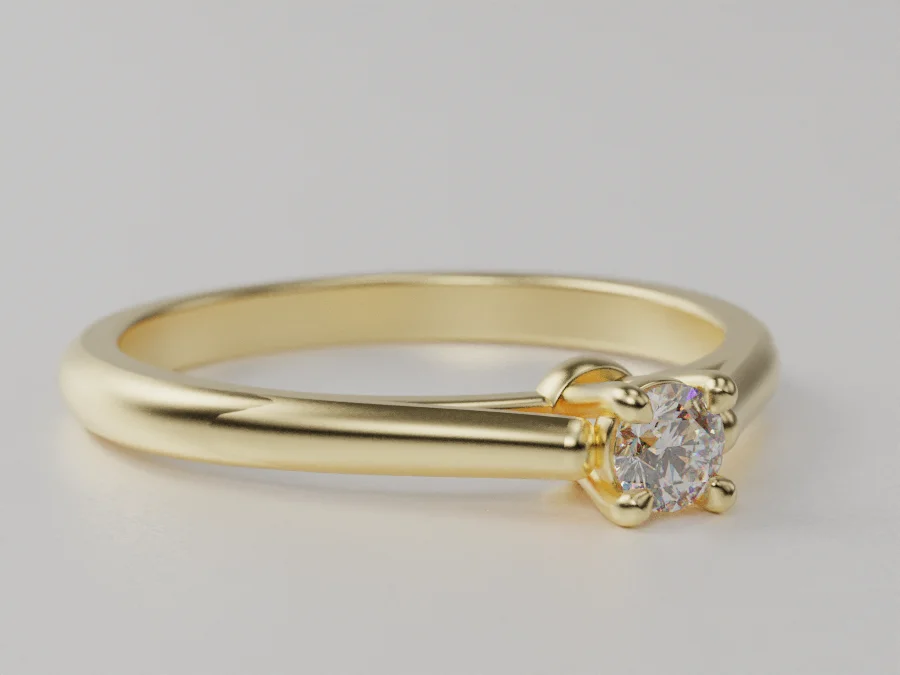 Round Solitaire Cathedral Shank Ring — view 6
