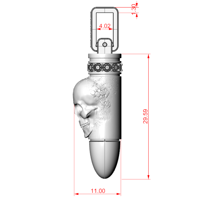 Gothic Skull Bullet Pendant with Gem Set Bail — view 8