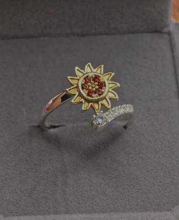 Elegant Sunflower Gemstone Ring — view 8