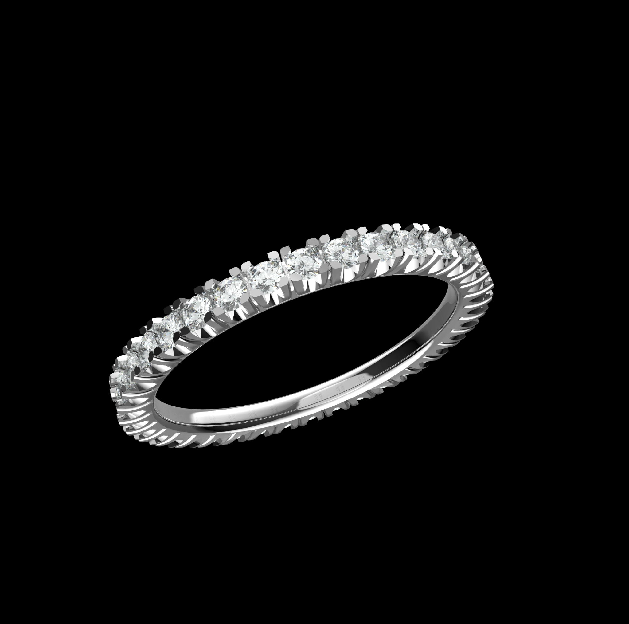 Ring wedding band with diamonds — view 3
