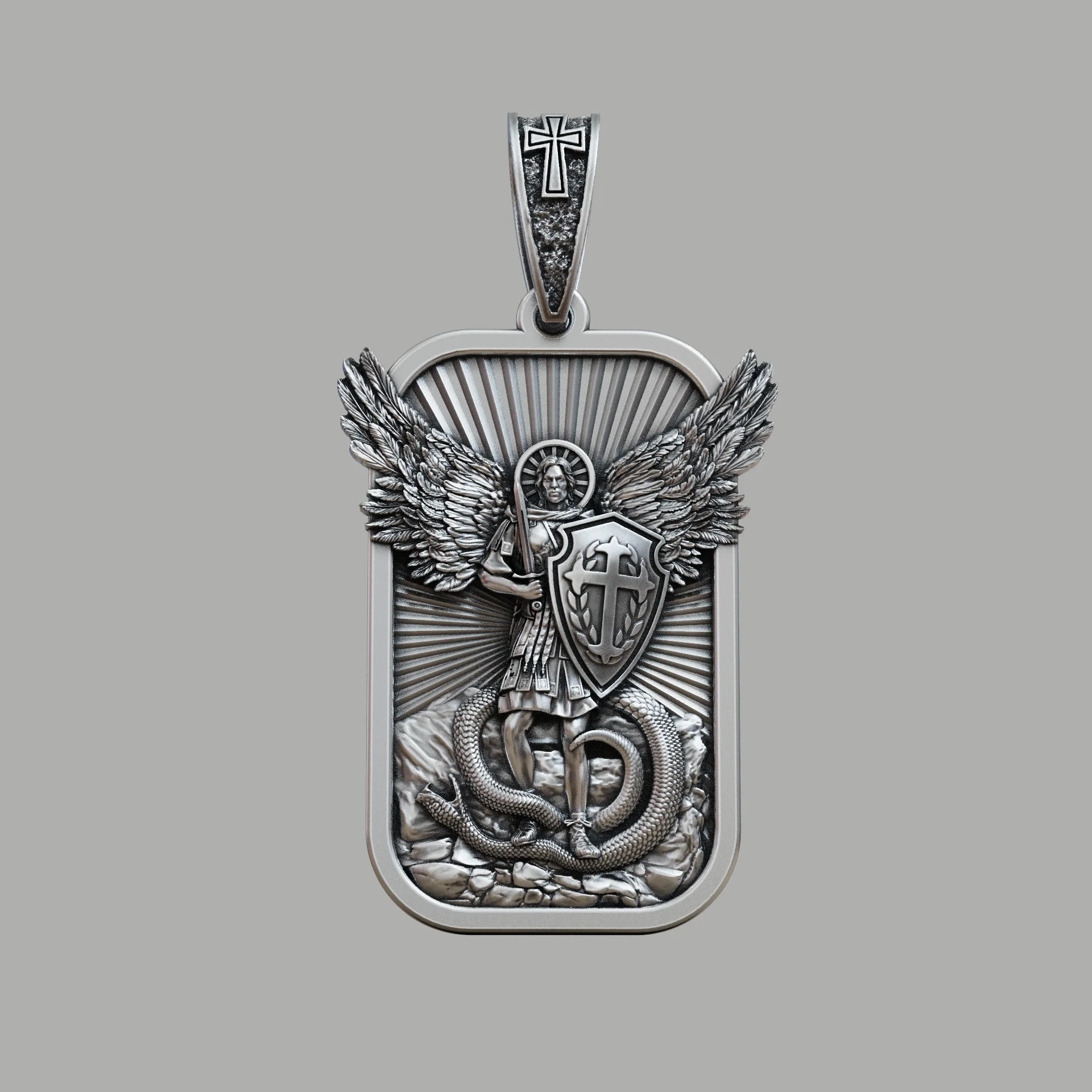 Archangel Michael Protector Dog Tag Pendant — view 2