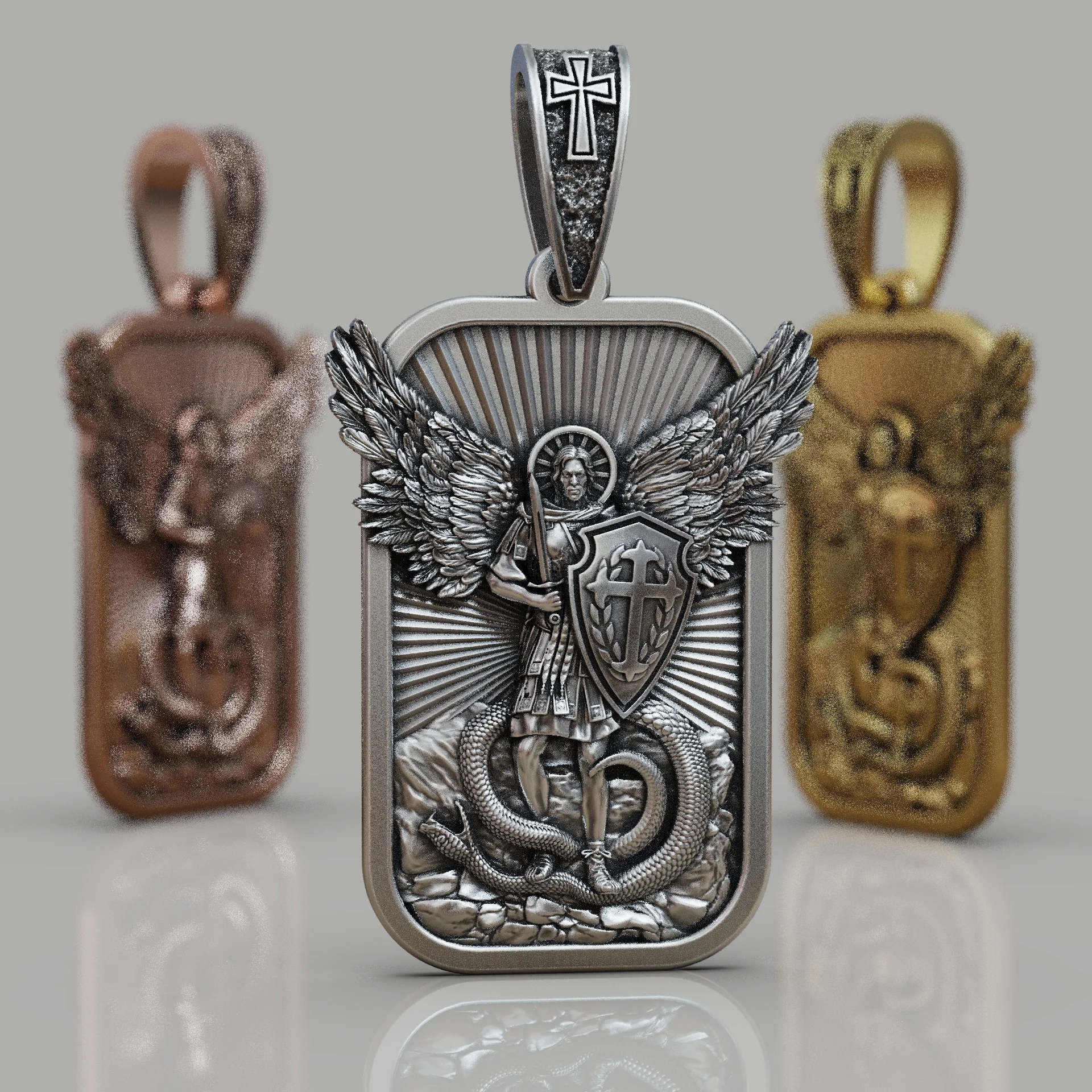 Archangel Michael Protector Dog Tag Pendant