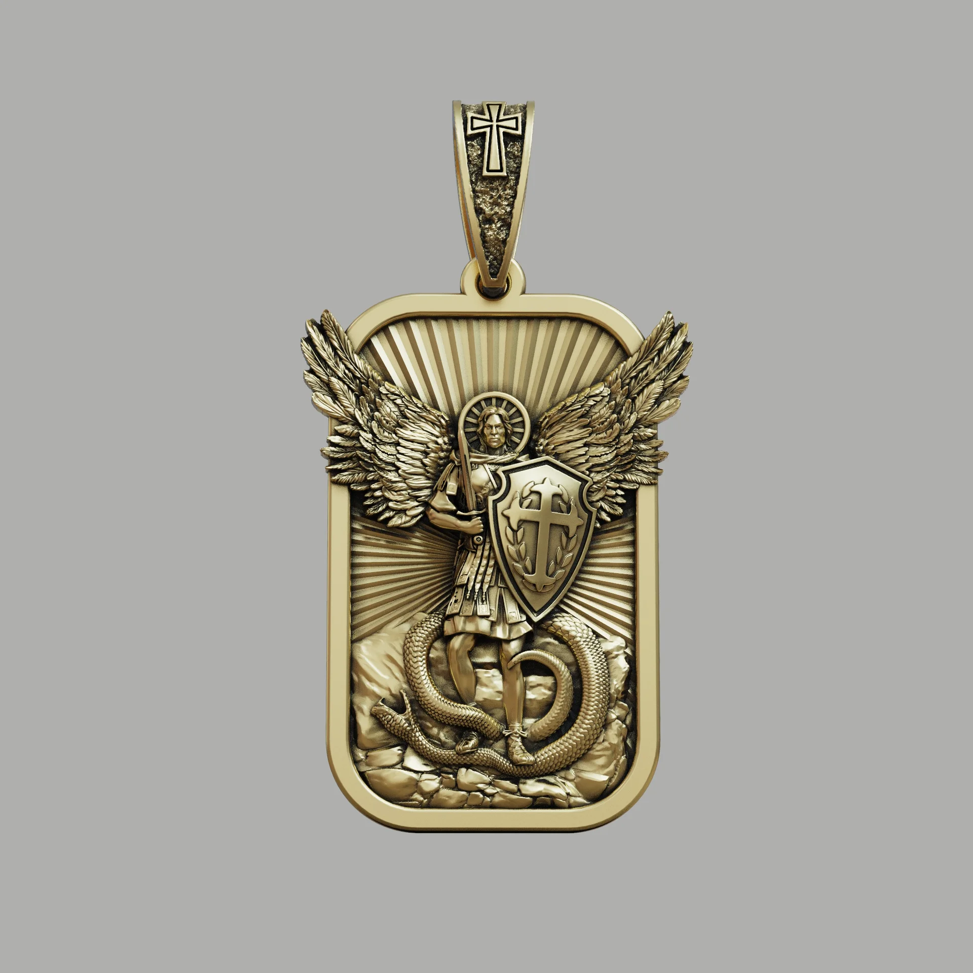 Archangel Michael Protector Dog Tag Pendant — view 3