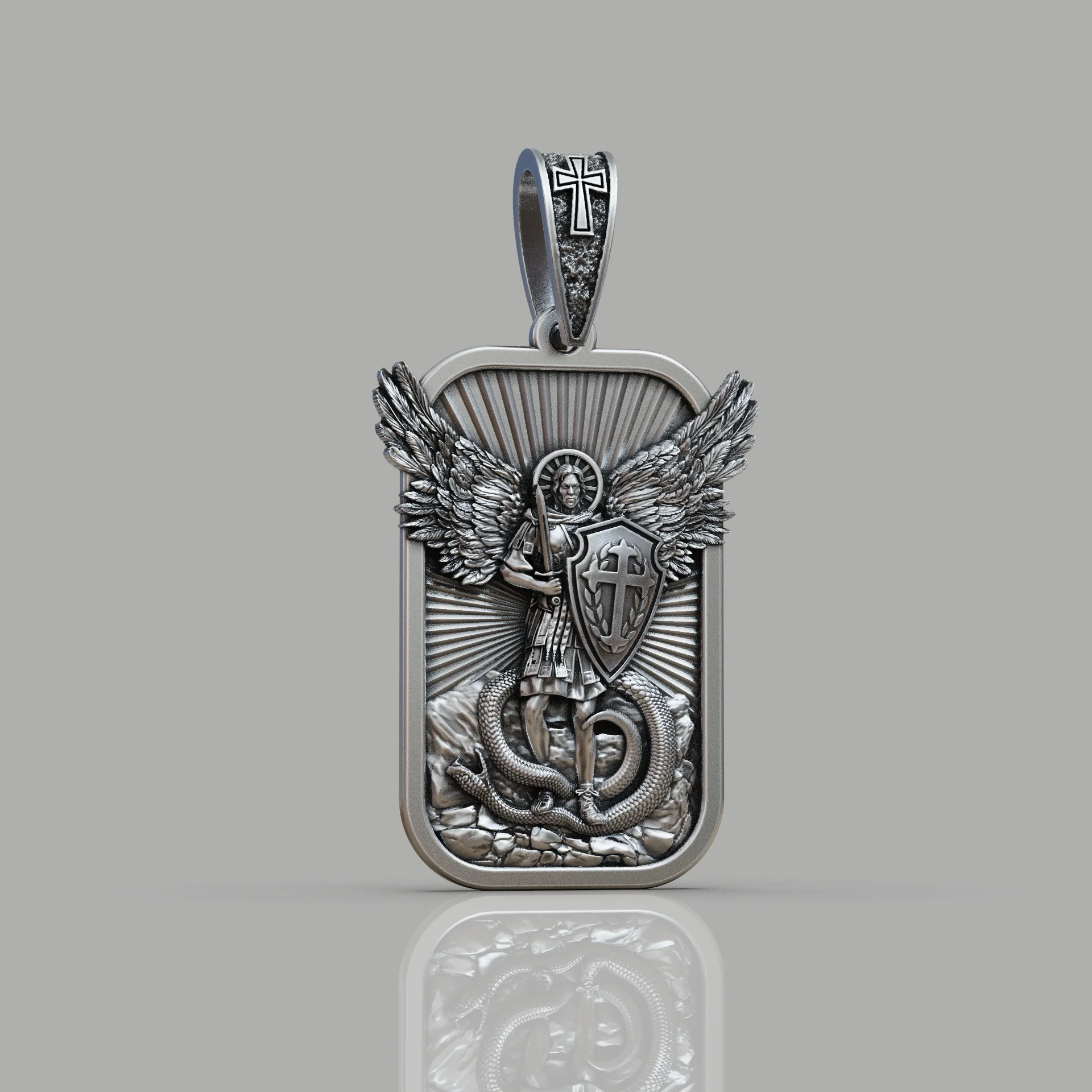 Archangel Michael Protector Dog Tag Pendant — view 4