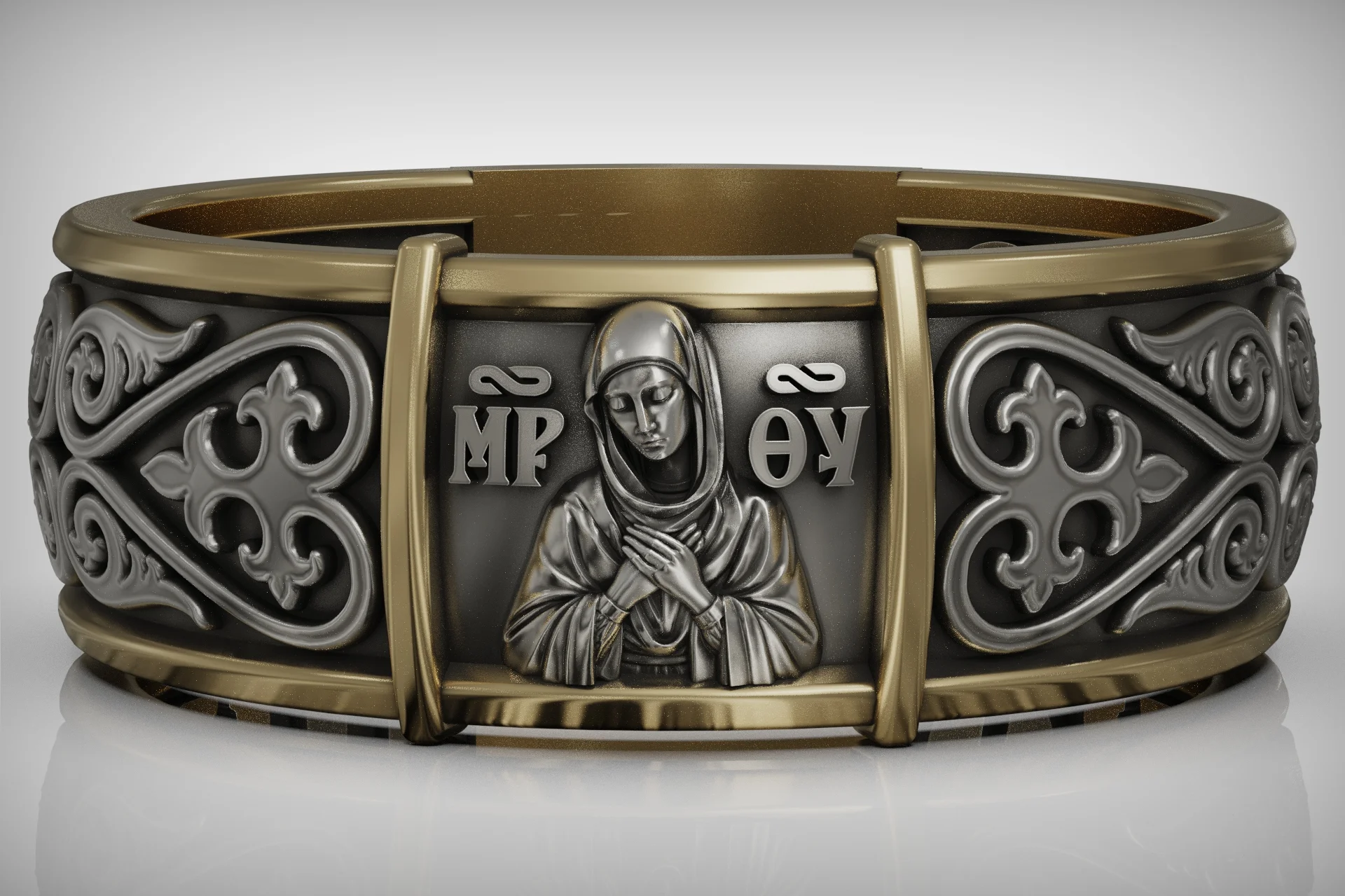 Orthodox Virgin Mary 'Save and Protect' Ring — view 8