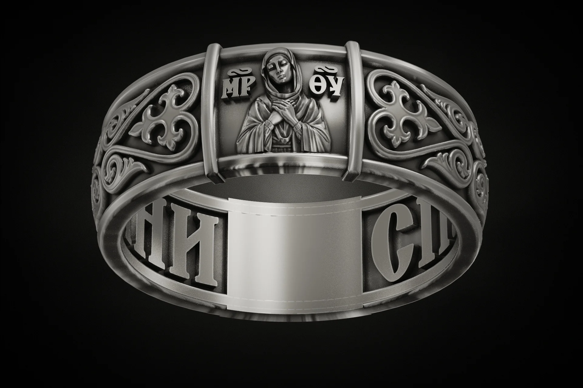 Orthodox Virgin Mary 'Save and Protect' Ring — view 5