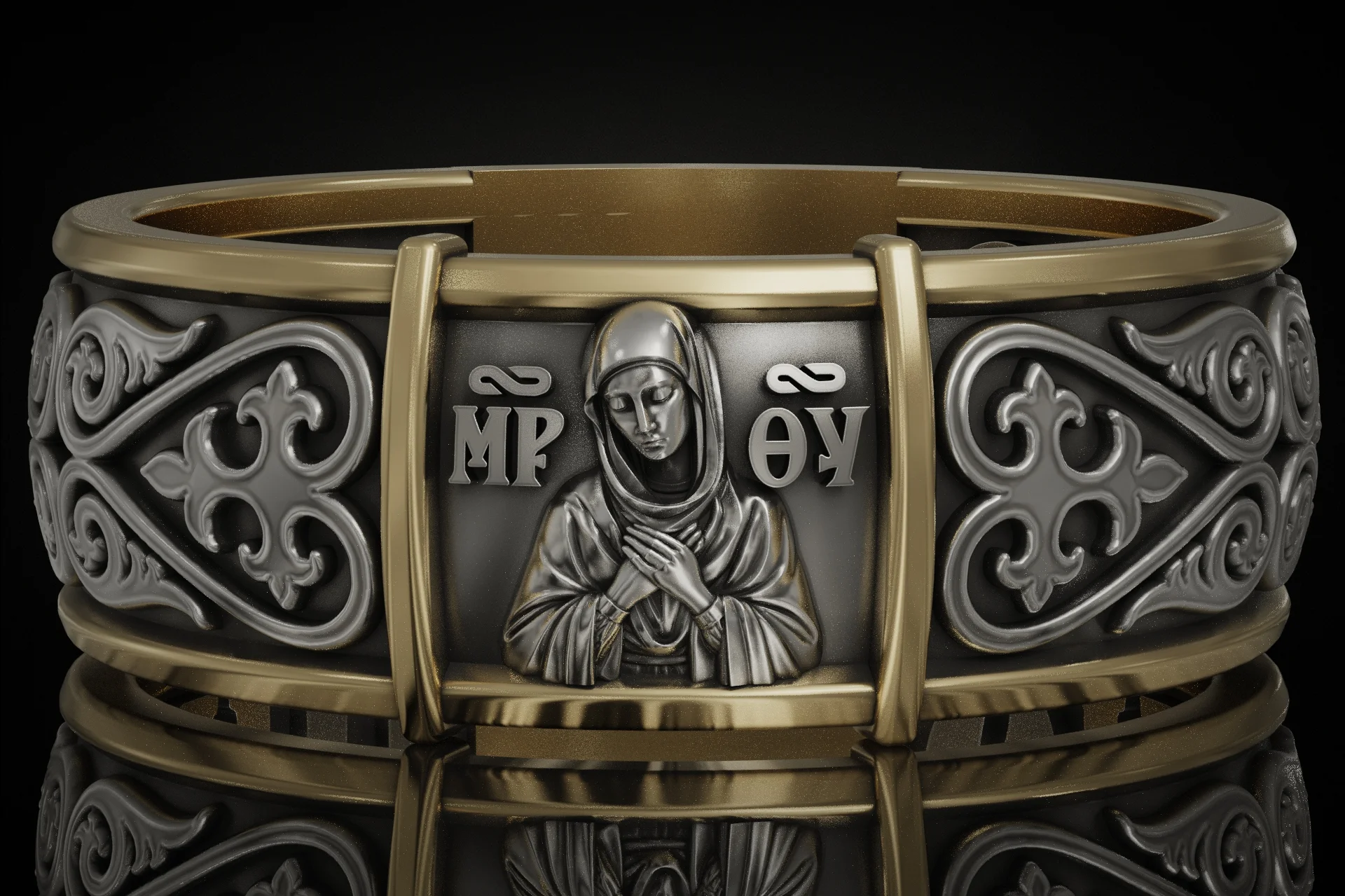 Orthodox Virgin Mary 'Save and Protect' Ring — view 2
