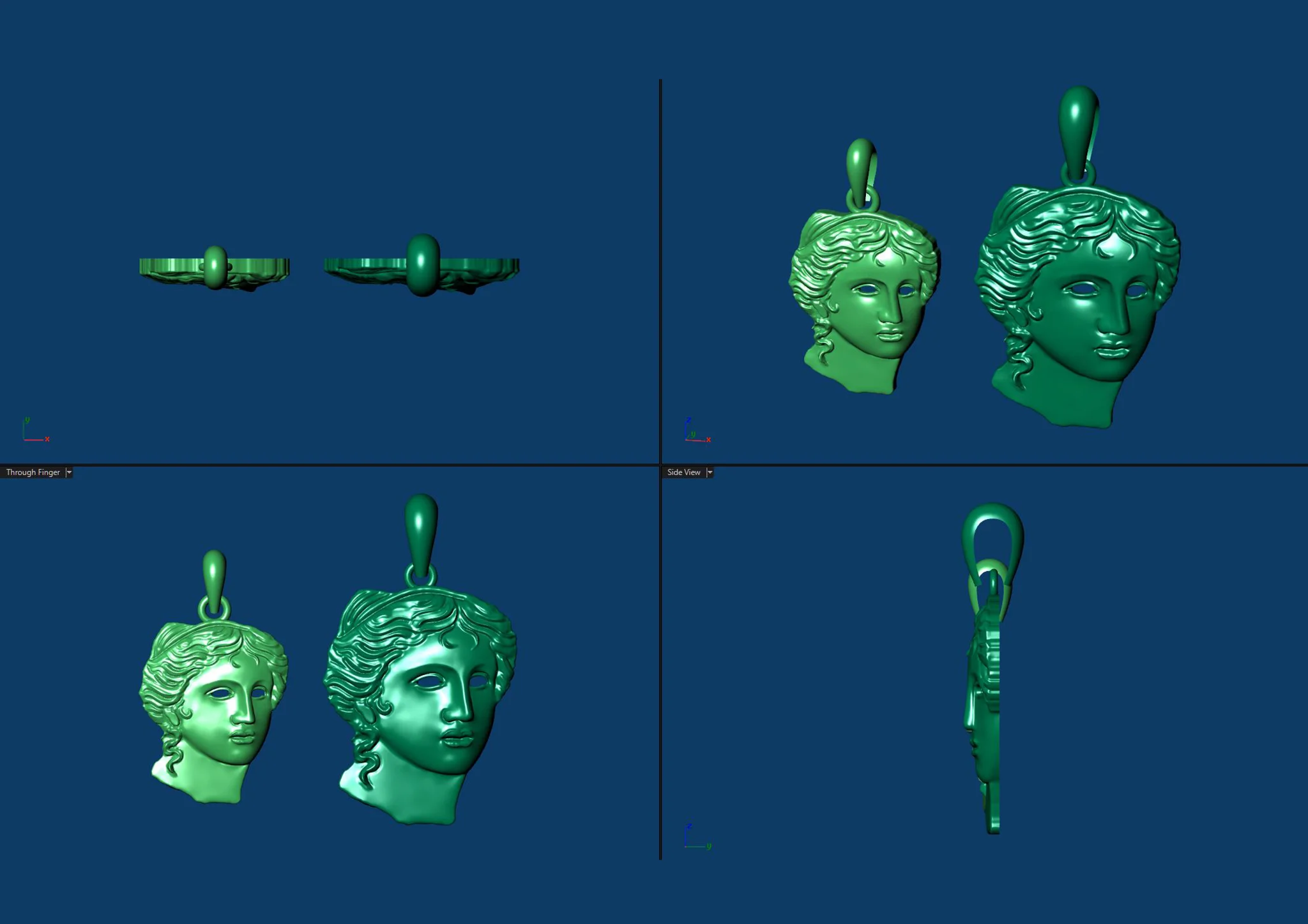Aphrodite Greek Goddess Pendant 3D Print Jewelry Model — view 3