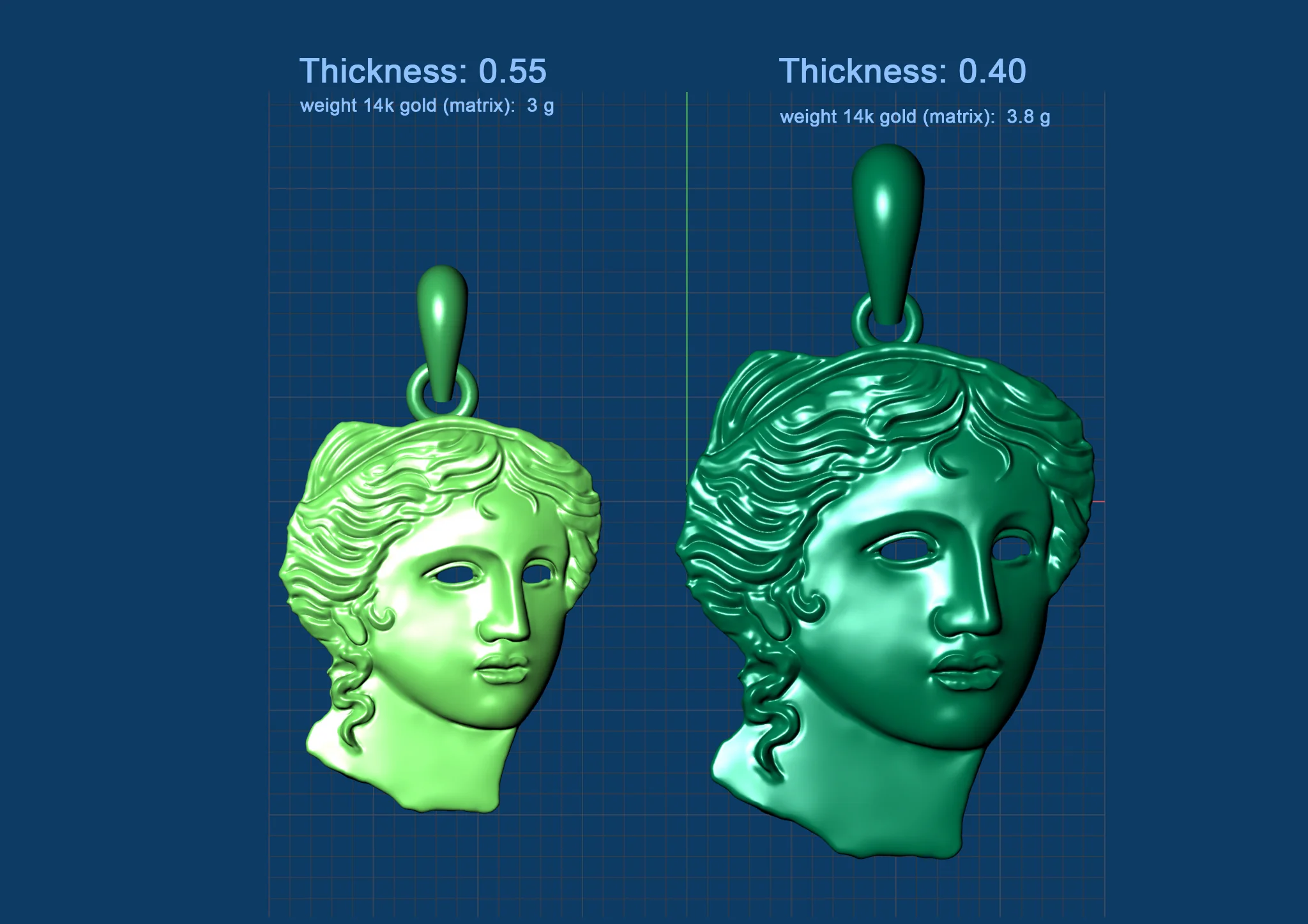Aphrodite Greek Goddess Pendant 3D Print Jewelry Model — view 7