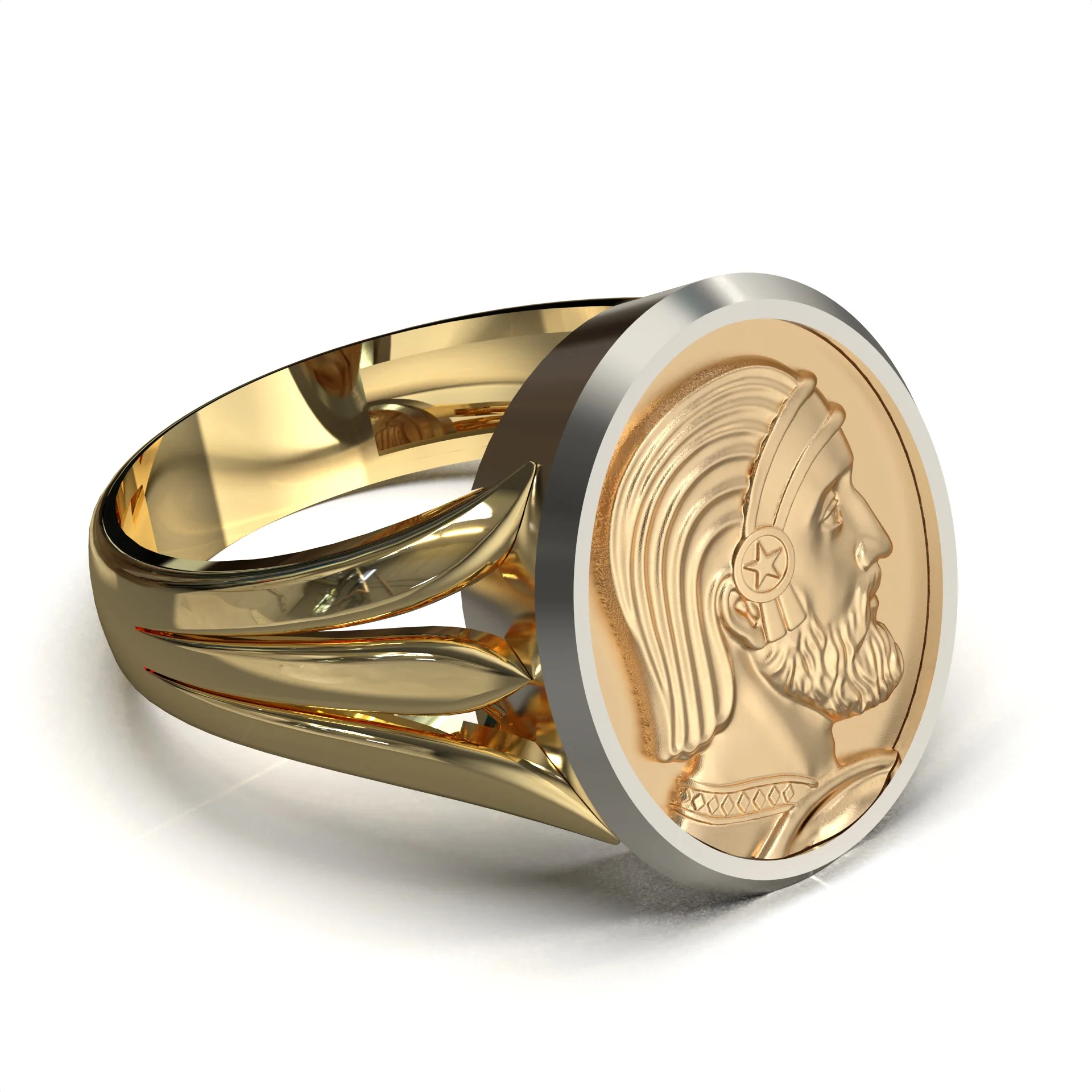 Mens Persian Cyrus The Great Relief Ring 3D Model STL — view 4