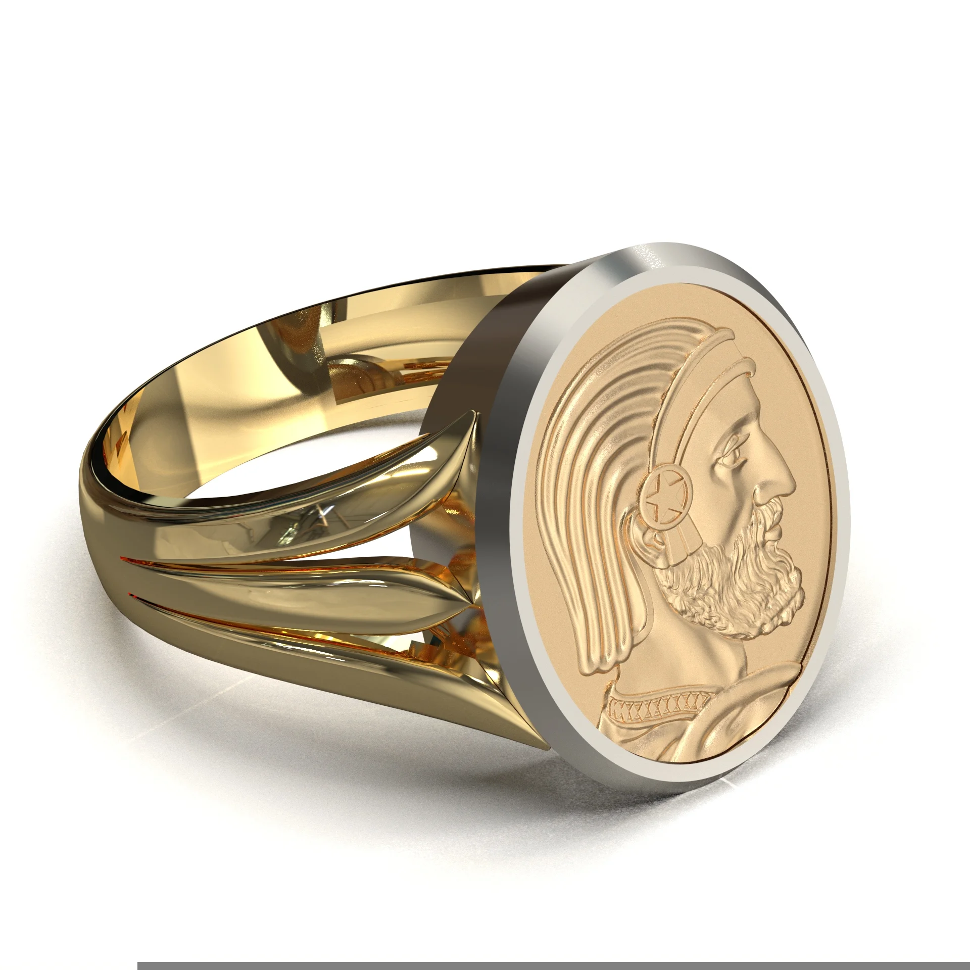 Mens Persian Cyrus The Great Relief Ring 3D Model STL — view 2