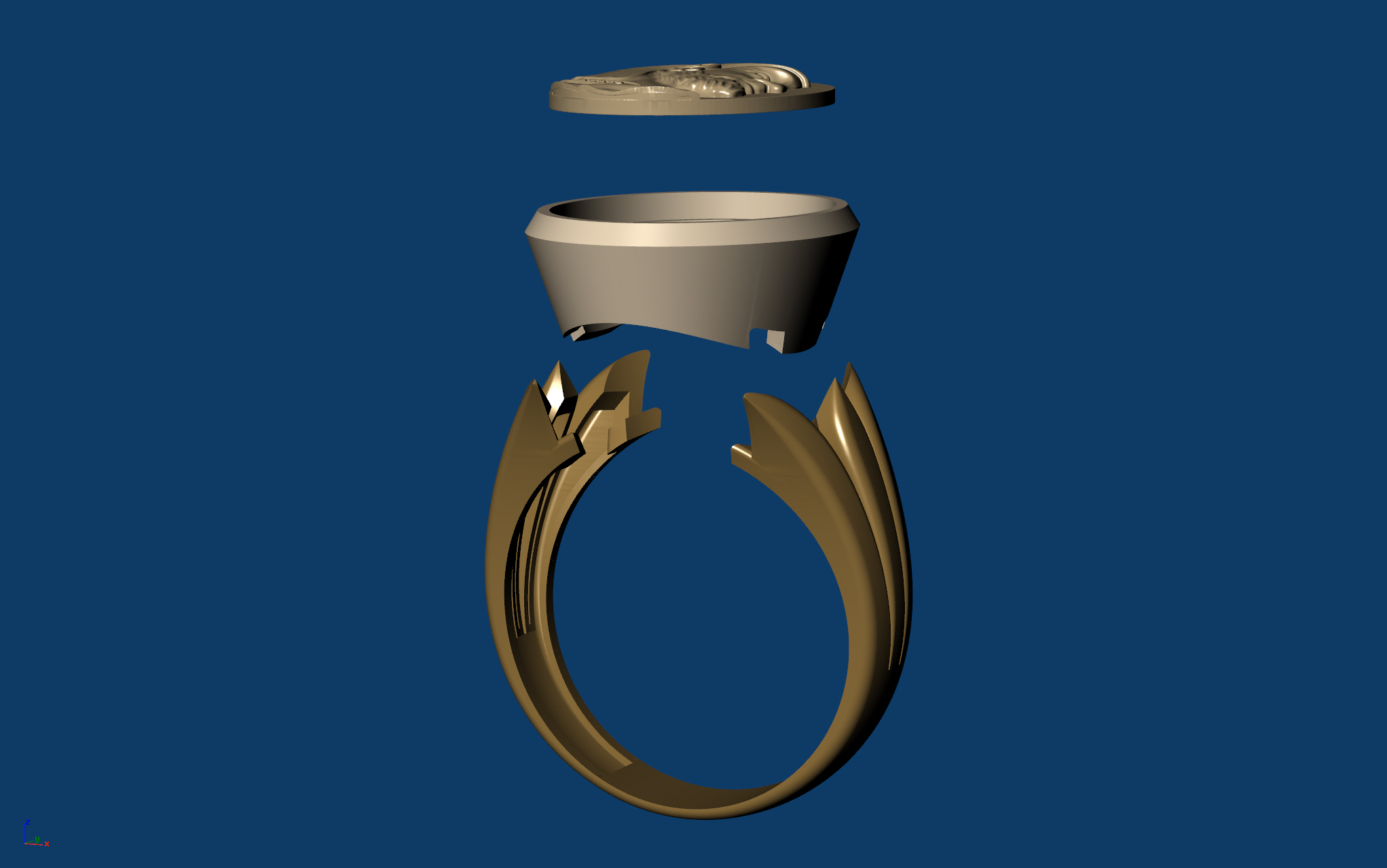 Mens Persian Cyrus The Great Relief Ring 3D Model STL — view 8
