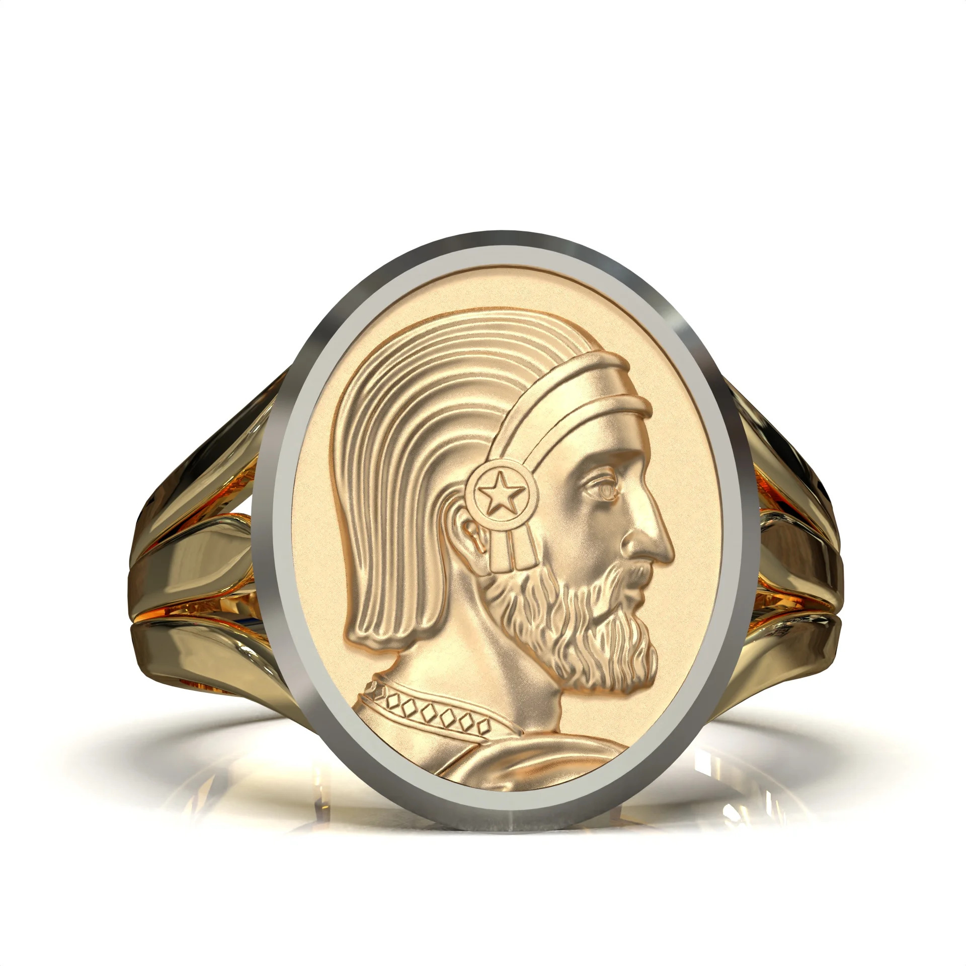 Mens Persian Cyrus The Great Relief Ring 3D Model STL — view 3