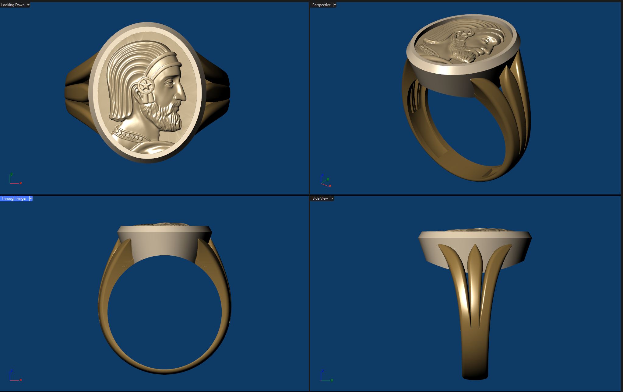 Mens Persian Cyrus The Great Relief Ring 3D Model STL — view 5