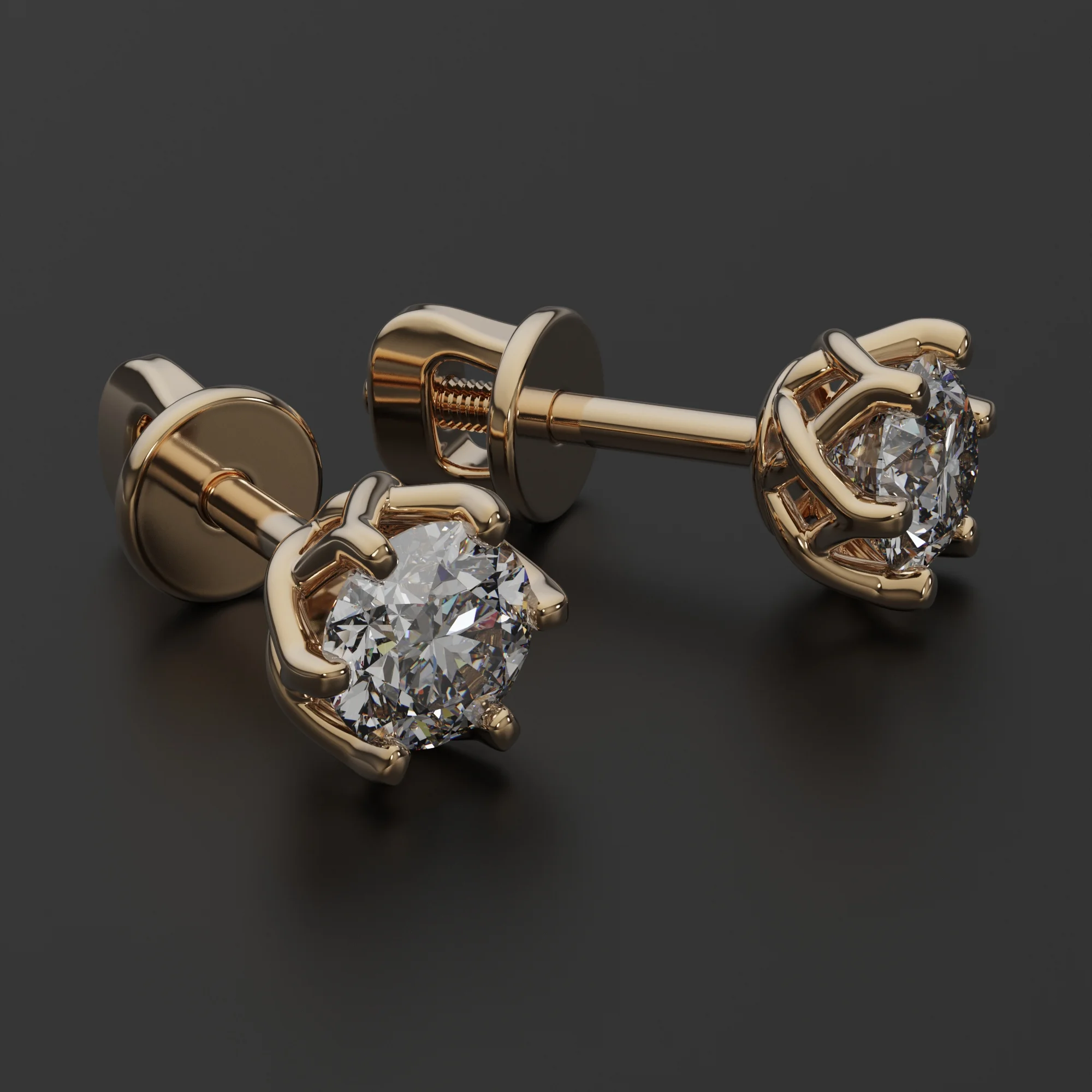 Earrings with diamonds 5mm 3D print model 