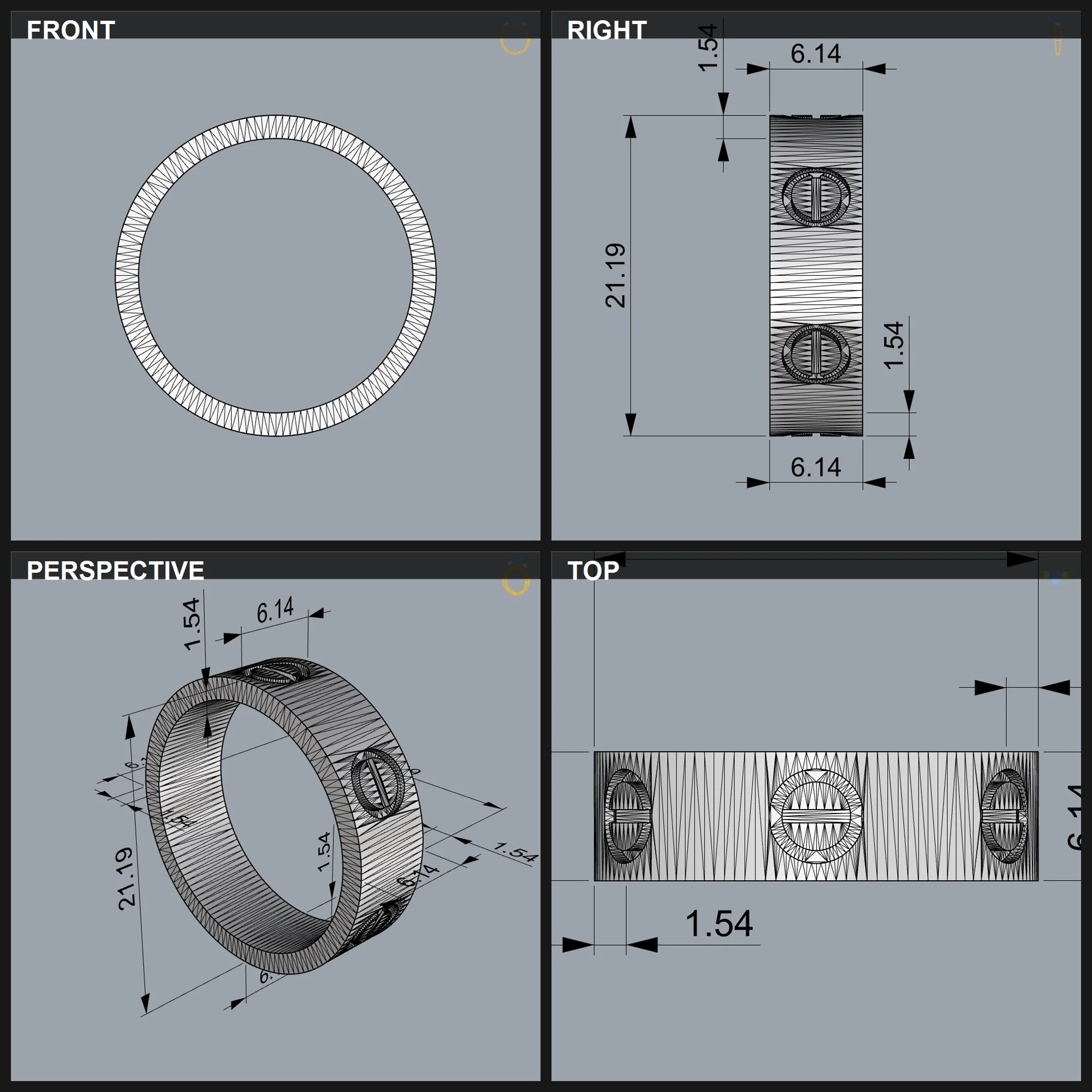 Plain Band Engraved Flat Profile Ring — view 3