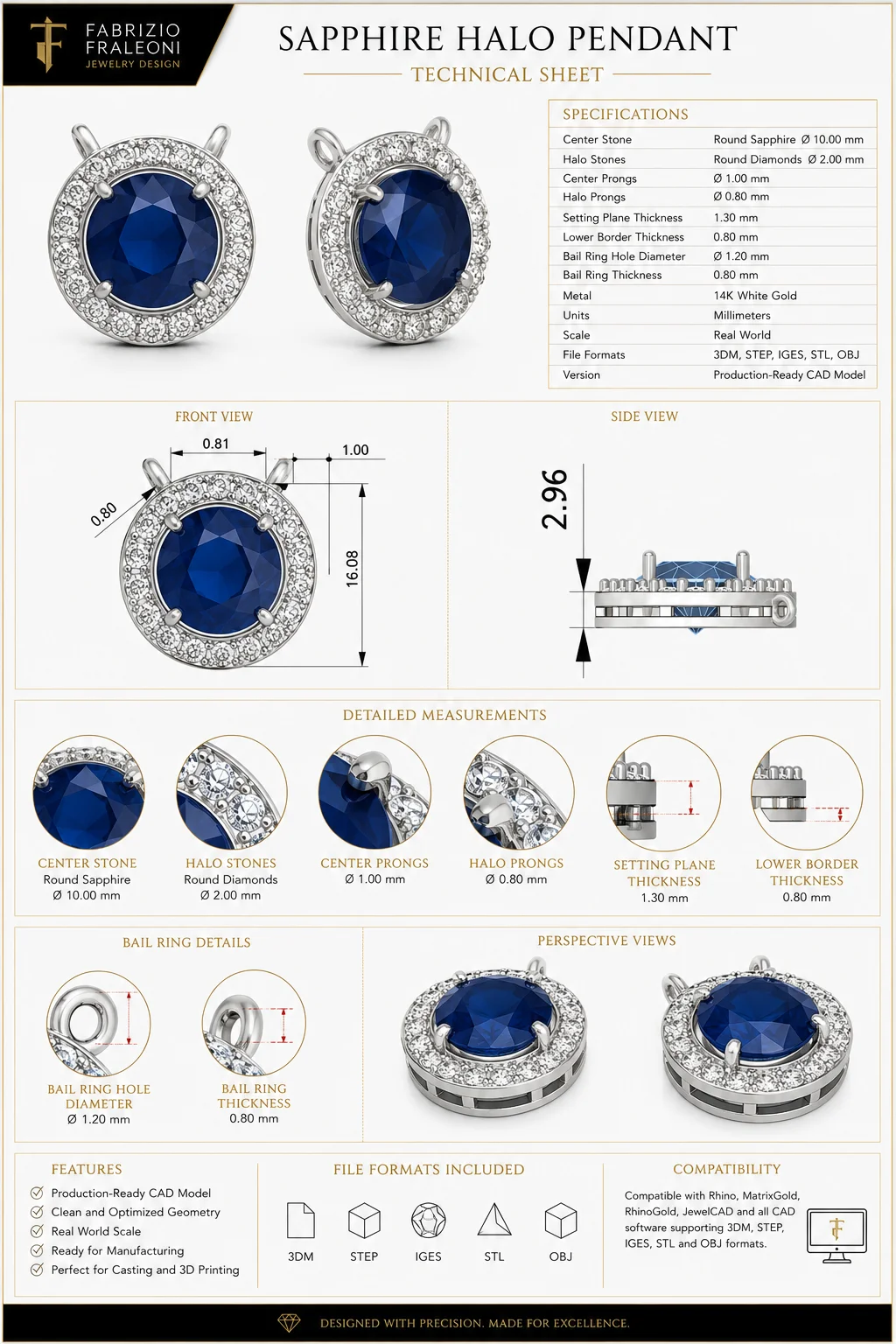 Round halo pendant