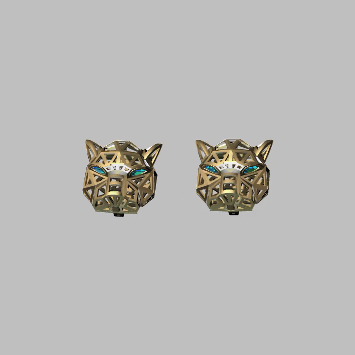 Panther Head Marquise Bezel Earrings — view 4