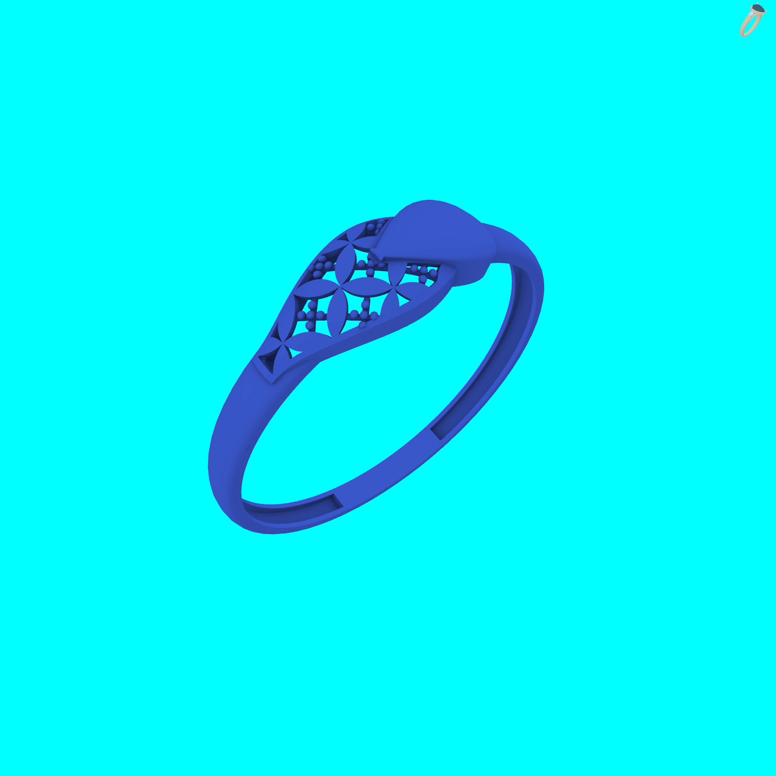 Openwork Quatrefoil Lattice Band Ring