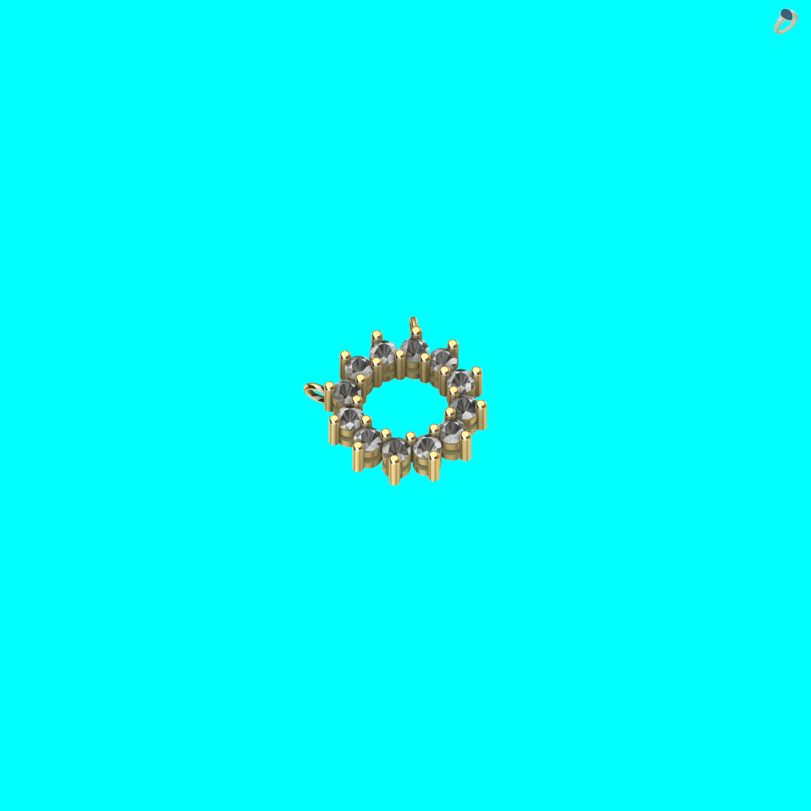 Diamond Wreath Shared Prong Cluster Pendant — view 4
