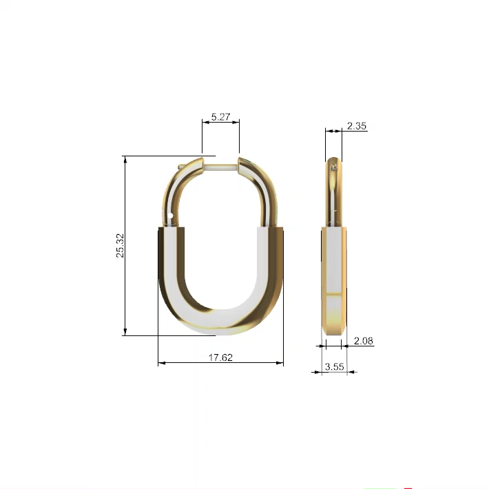 Minimalist Oblong Paperclip Style Hoop Earring — view 5