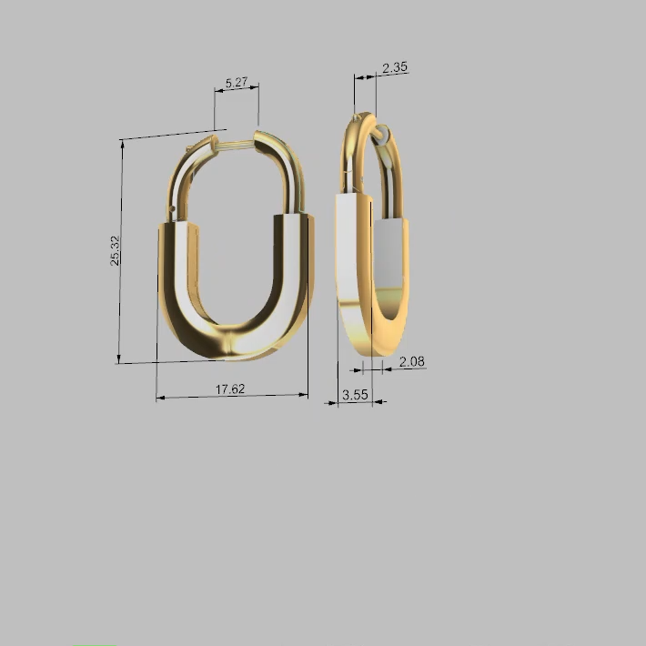 Minimalist Oblong Paperclip Style Hoop Earring — view 8
