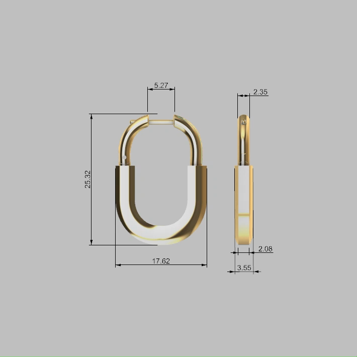 Minimalist Oblong Paperclip Style Hoop Earring — view 6