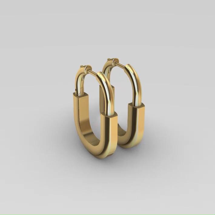 Minimalist Oblong Paperclip Style Hoop Earring — view 4
