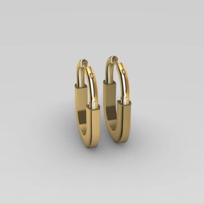 Minimalist Oblong Paperclip Style Hoop Earring — view 7
