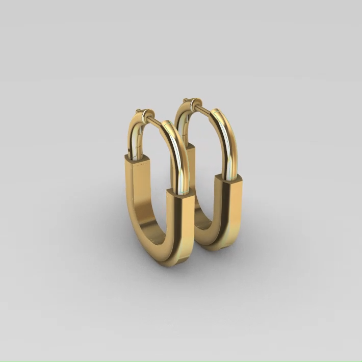 Minimalist Oblong Paperclip Style Hoop Earring — view 3