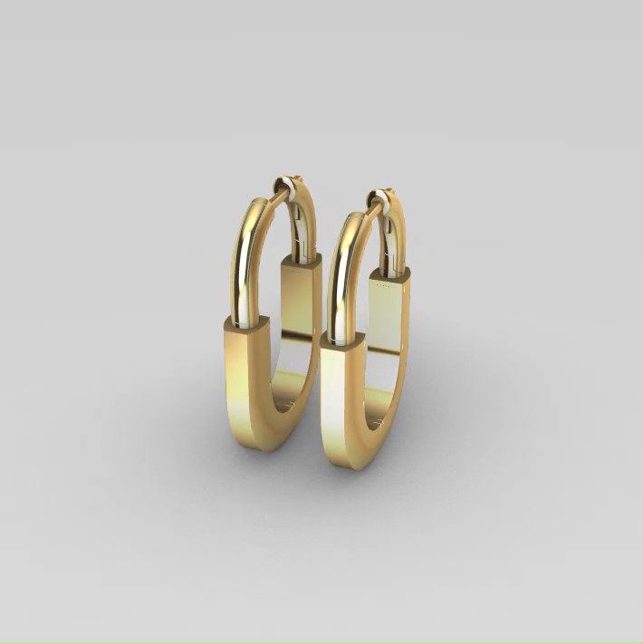 Minimalist Oblong Paperclip Style Hoop Earring