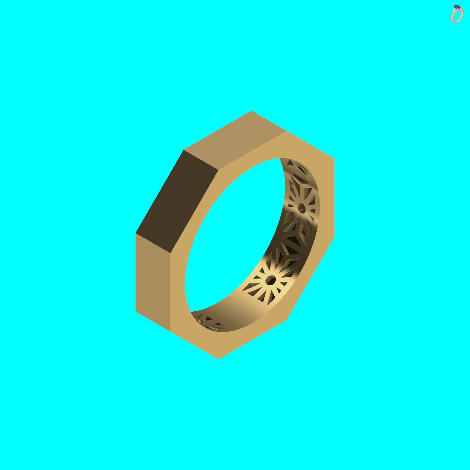 Octagonal Faceted Band Ring Geometric — view 6