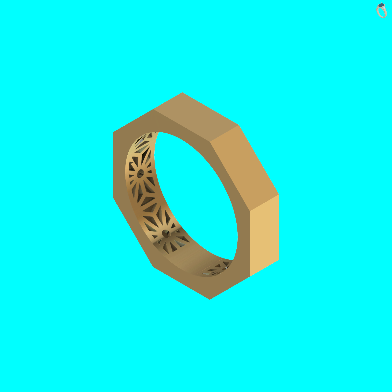 Octagonal Faceted Band Ring Geometric — view 4
