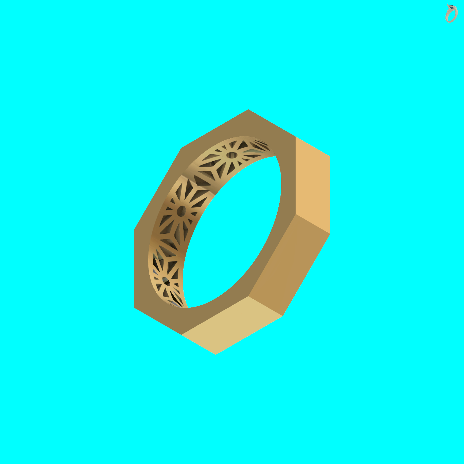 Octagonal Faceted Band Ring Geometric — view 8