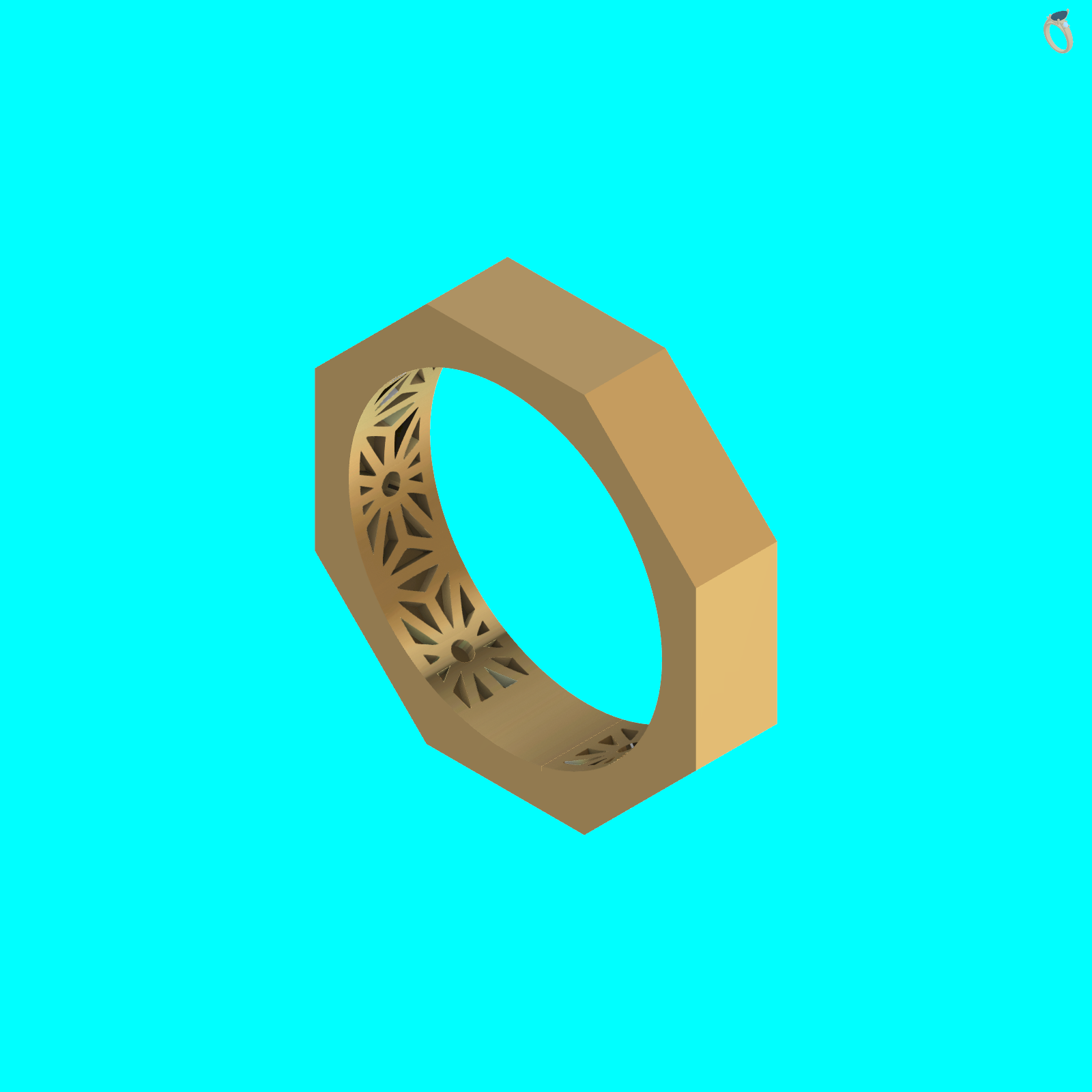 Octagonal Faceted Band Ring Geometric — view 7