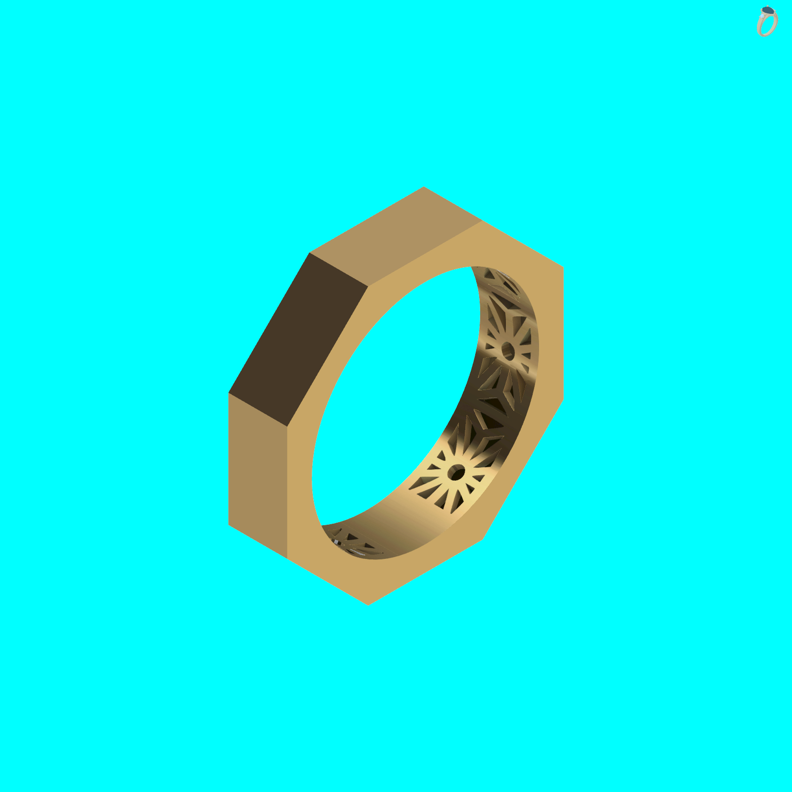 Octagonal Faceted Band Ring Geometric