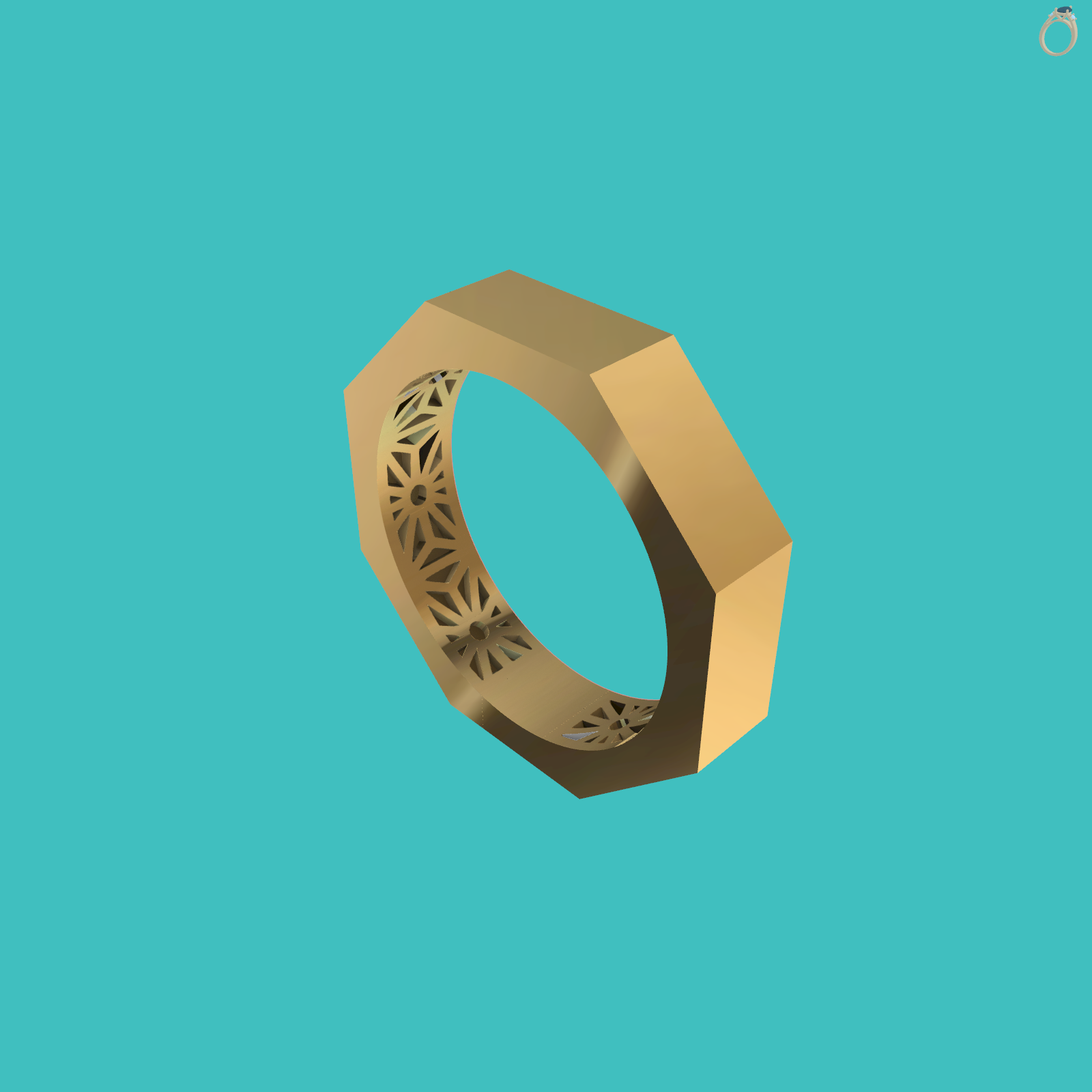 Octagonal Band Ring with Pierced Gallery — view 7