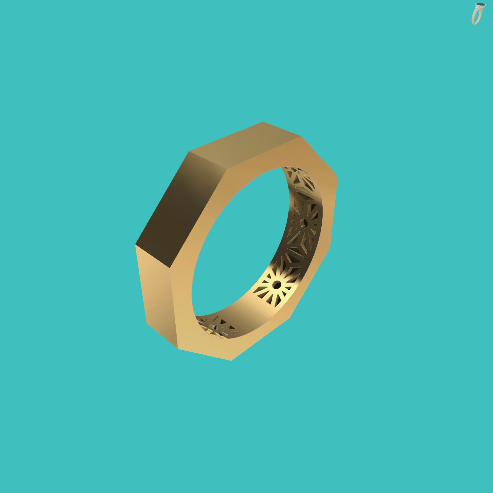 Octagonal Band Ring with Pierced Gallery — view 8