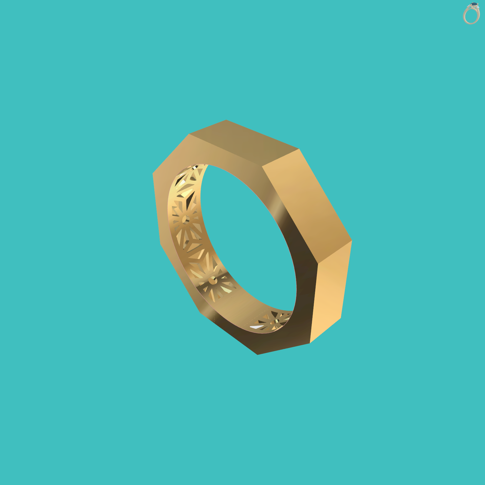 Octagonal Band Ring with Pierced Gallery — view 5