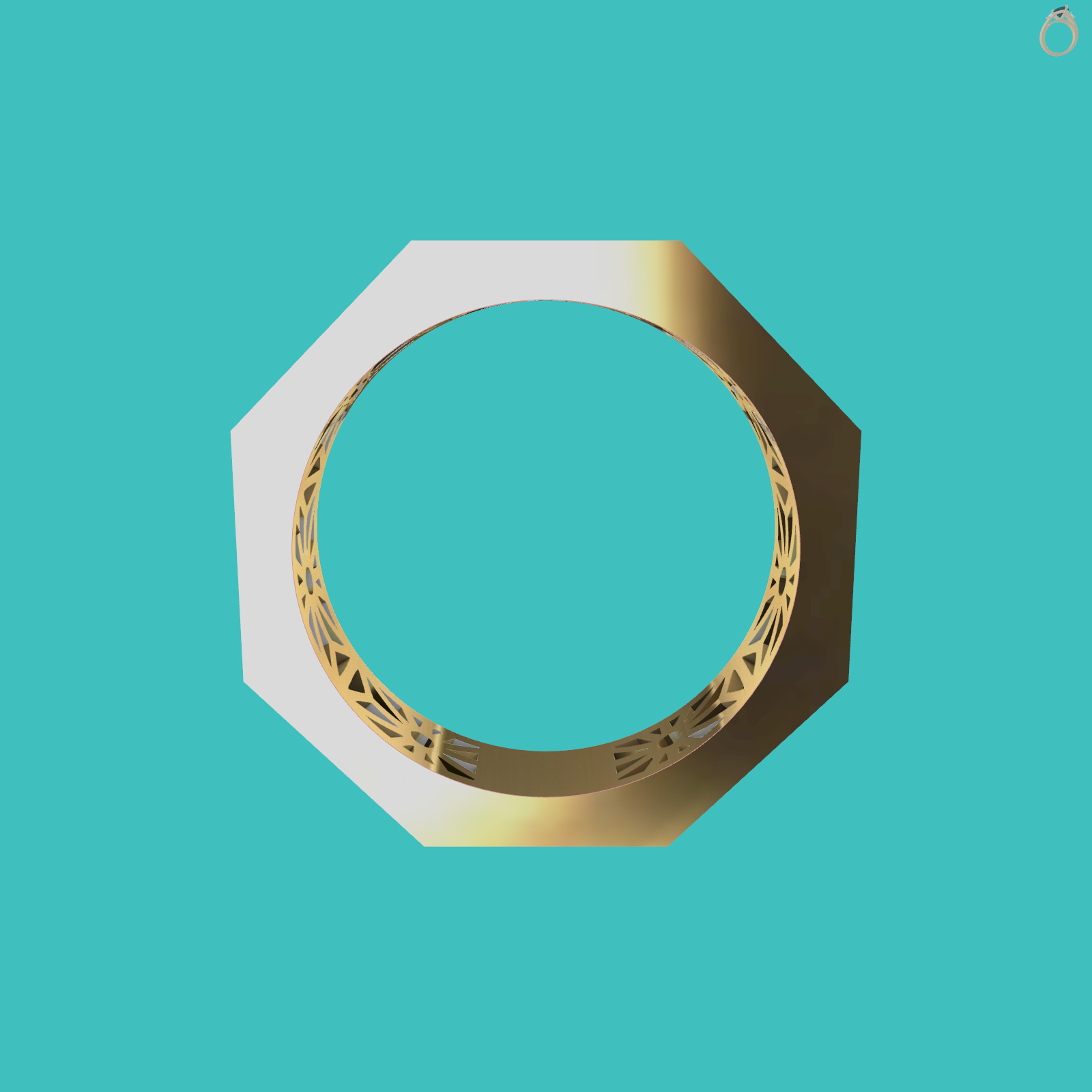 Octagonal Band Ring with Pierced Gallery — view 2
