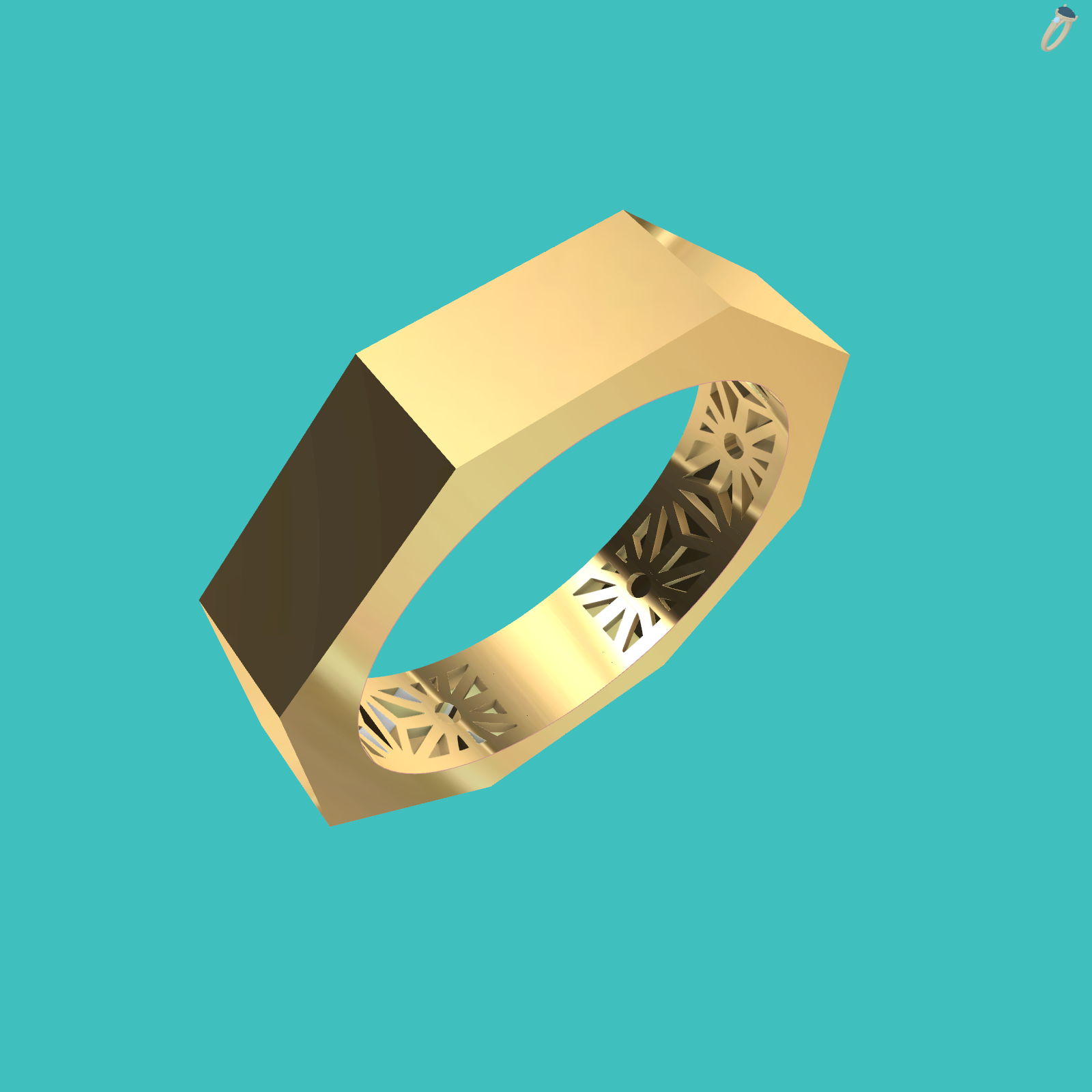 Octagonal Band Ring with Pierced Gallery