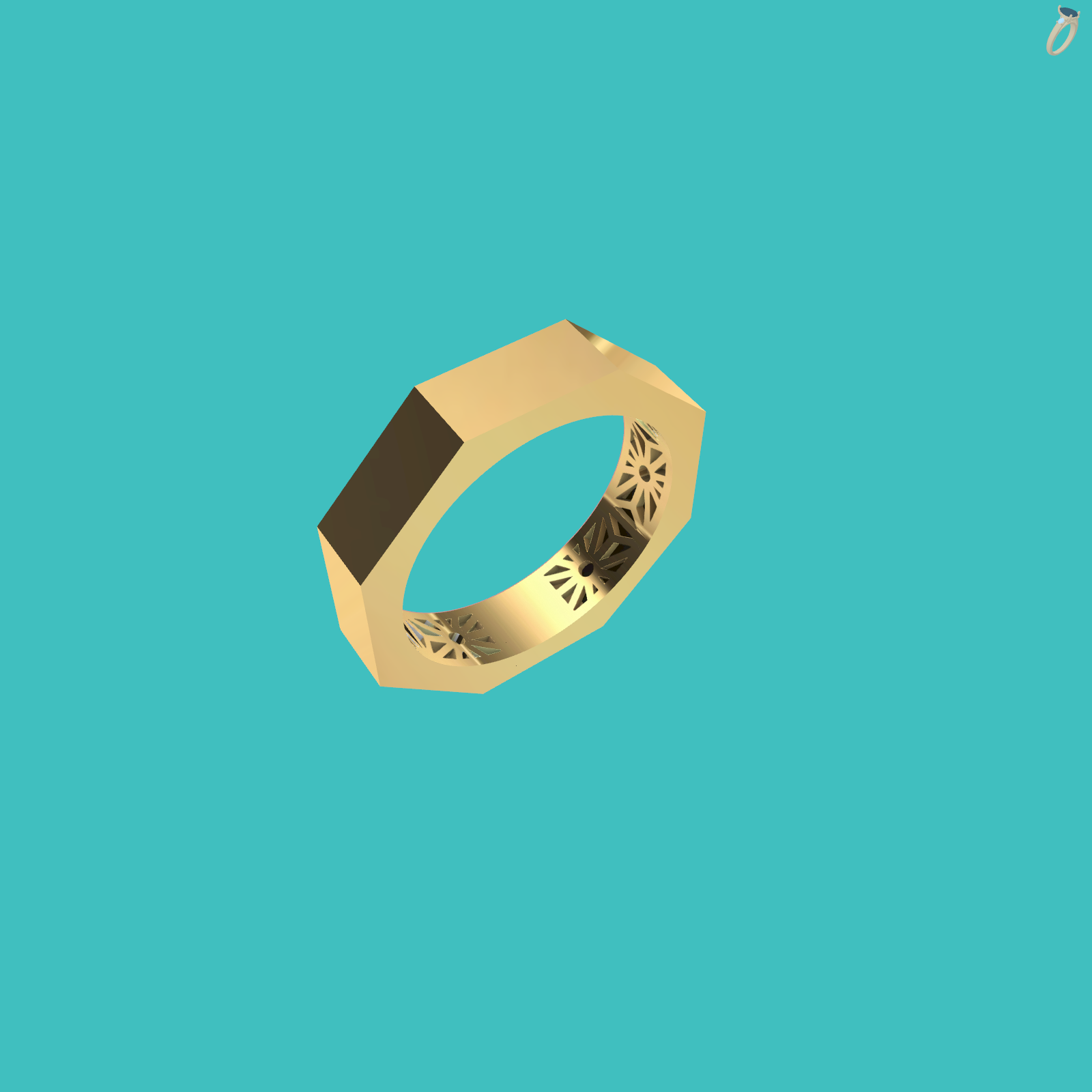 Octagonal Band Ring with Pierced Gallery — view 4