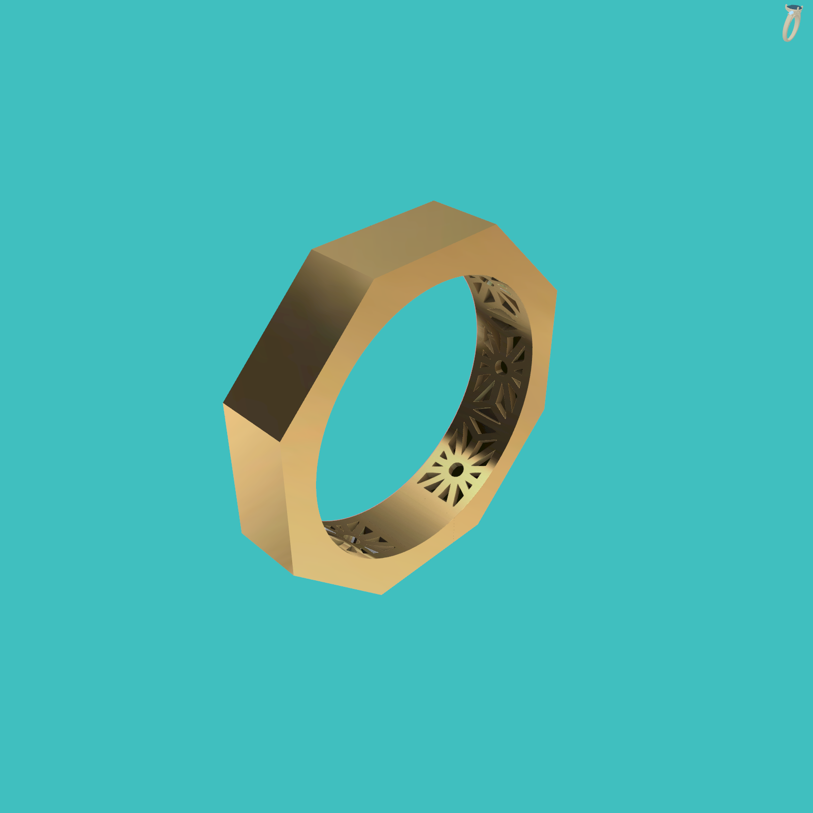 Octagonal Band Ring with Pierced Gallery — view 6