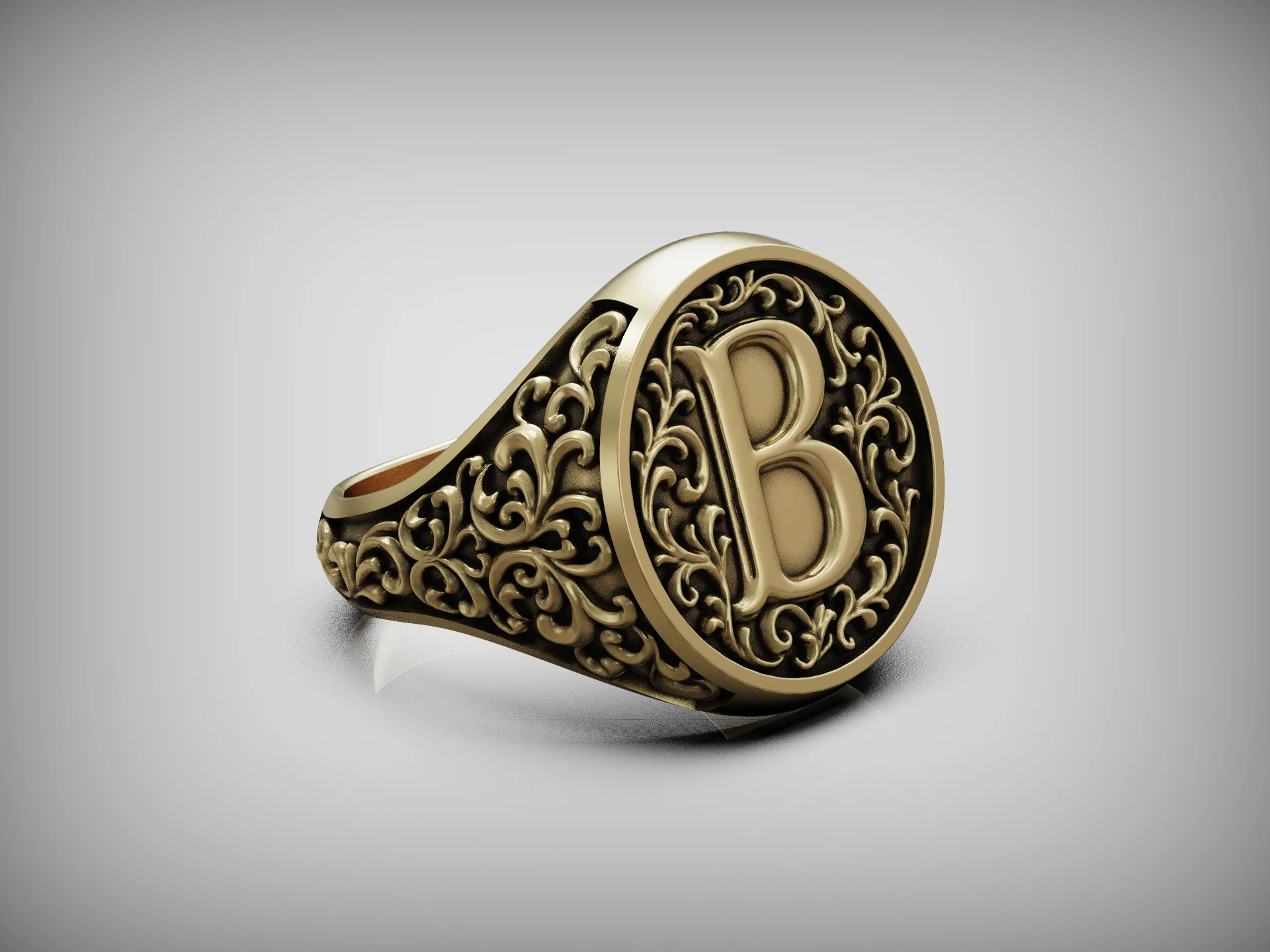 Ornate Initial Signet Ring — view 7